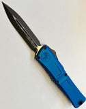 Microtech Combat Troodon Gen III Standard OTF Knife Double Edge Black M390MK SS Blade/Blue Alum. Handle SKU 1142-BL