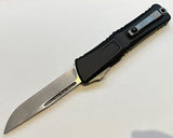 Microtech Combat Troodon Gen III Auto OTF Knife Stonewash Bohler M390MK Stainless Steel Blade/Black Aircraft Alum. Handle SKU 1143-10