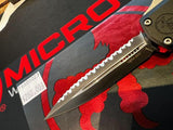 Microtech Mini Hera II OTF Auto Knife Double Edge Serr. Bohler M390MK SS Blade/Black Aircraft Alum. Handle SKU 1702M-6