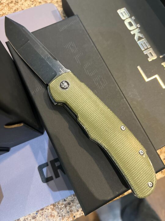 Boker Plus Tac-Master Liner Lock Knife Black Nitro V steel Tanto Blade/OD Green Micarta Handle SKU 01BO889