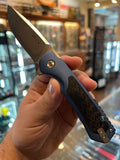 Buck Stinger Frame Lock Knife Satin D2 Tool Steel Drop Point Blade/Blue Alum. with Steel Frame & Carbon Fiber Inlay Handle SKU 0714BLSB