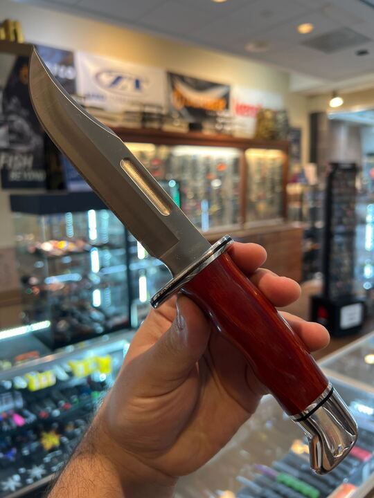 Buck Heritage Special Hunting Fixed Blade Knife w/Leather Sheath 420HC Steel Blade/Cocobolo Wood Handle SKU 0119CCS1B
