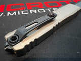 Microtech Ultratech Gen III ZBP OTF Knife Black Tanto M390MK Steel Blade/Natural Clear 6061-T6 Aluminum Handle SKU 1123-1NC