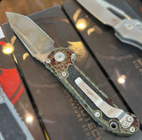 Microtech LUDT Gen III Automatic Knife Outbreak M390K Stainless-Steel Blade/Green Outbreak Aluminum Handle SKU 1136-1OBS