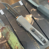 Microtech Ultratech Gen III ZBP Hellhound OTF Knife Black Tanto M390MK Steel Blade/Gray Aluminum Handle SKU 1119-1DLCTNCS