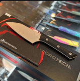 4.2" Microtech Santoku Kitchen Knife w/Sheath Stonewash M390MK Stainless-Steel Blade/Black G10 Handle SKU  3300-10BK