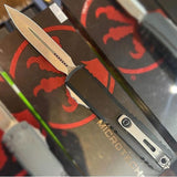 Microtech Ultratech Gen IV OTF Knife Stonewash Double Edge M390MK Steel Blade/Black Aluminum Handle SKU 11224-10