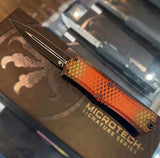 Microtech Hera II Mini OTF Knife Double Edge Black M390MK Steel Blade/Orange Aluminum Handle SKU 1702M-10RX51S