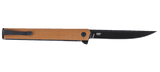 Columbia River CEO Flipper Liner Lock Knife Black AUS 8 Steel Blade/Desert Tan GRN Handle CRKT SKU 7097DK