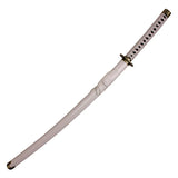 41" Overall Katana w/White Scabbard Carbon Steel Blade/White Wrapped Handle SKU K-1856
