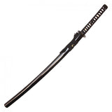 41.5" Katana w/Saya Black 1045 Carbon Steel Blade/Black Cord Wrapped Faux Ray Skin Handle SKU KON17BK