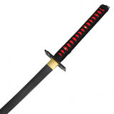 Hand Made Katana w/Saya 1045 Carbon Steel Blade/Black & Red Handle SKU KON43