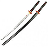 Replica Cosplay Demon Slayer Katana Full Tang Battle Ready 1045 Carbon Steel Blade/Black Cord Wrapped Red Ray Skin Handle 38.75" Overall SKU KON44