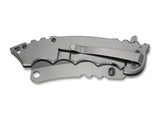 Boker Magnum Mortem Frame Lock Knife Gray 440A Stainless-Steel Cleaver Blade/Gray Stainless-Steel Handle with Skull SKU 01RY217