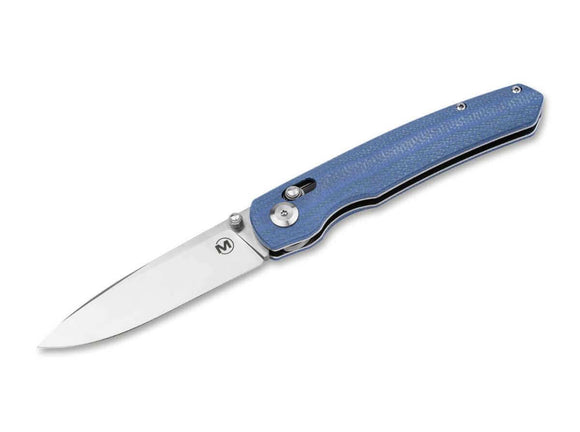 Boker Magnum Shango Crossbar Lock Knife Satin Finish 440A Stainless-Steel Blade/Blue Micarta Handle SKU 01BM0003