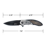 MTech USA Spring Assist Liner Lock Knife Black 3Cr13MoV Stainless-Steel Blade/Wood Handle with Etched Stainless-Steel Bolster SKU MT-A2006BB