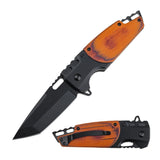 MTech USA Spring Assist Liner Lock Knife Black 3Cr13MoV Stainless-Steel Blade/Wood and Stainless-Steel Handle SKU MT-A2009BN