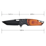 MTech USA Spring Assist Liner Lock Knife Black 3Cr13MoV Stainless-Steel Blade/Wood and Stainless-Steel Handle SKU MT-A2009BN