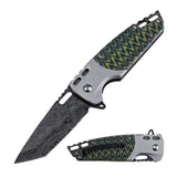MTech USA Spring Assist Liner Lock Knife Etched 3Cr13MoV Stainless-Steel Blade/Aluminum Handle with Green Design SKU MT-A2009GN