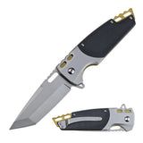 MTech USA Spring Assist Liner Lock Knife Satin Finish 3Cr13MoV Stainless-Steel Blade/Black Aluminum Handle with Stainless-Steel Bolster SKU MT-A2009SB
