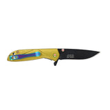 MTech USA Spring Assist Liner Lock Knife Black 3Cr13MoV Stainless-Steel Blade/Gold Aluminum Handle SKU MT-A2017GD