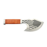 MTech USA Full Tang Axe w/Leather Sheath U.S. Flag/Eagle Embossed 3Cr13MoV Stainless-Steel Blade/Stacked Leather Handle 10" Overall SKU MT-AXE001E