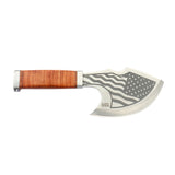 MTech USA Full Tang Axe w/Leather Sheath U.S. Flag Embossed 3Cr13MoV Stainless-Steel Blade/Stacked Leather Handle 10" Overall SKU MT-AXE001F