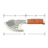 MTech USA Full Tang Axe w/Leather Sheath U.S. Flag Embossed 3Cr13MoV Stainless-Steel Blade/Stacked Leather Handle 10" Overall SKU MT-AXE001F