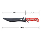 MTech USA Full Tang Fixed Blade Knife w/Sheath Black 3Cr13MoV Stainless-Steel Blade/Tan with Red Micarta Handle 14.75" Overall SKU MT-FIX003BN