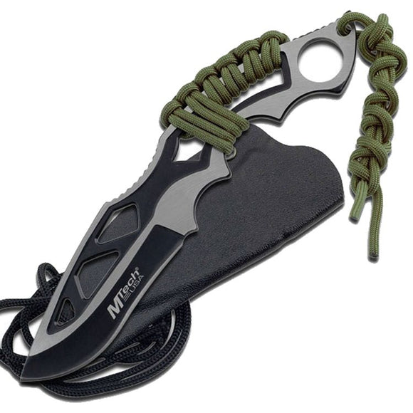 MTech Full Tang Tactical Neck Knife Stainless-Steel/Cord Wrap Handle w/Sheath 8