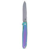 Columbia River Facet Flipper Frame Lock Knife Acid Etched Damascus Blade/Iridescent Titanium Handle CRKT SKU K231TDP