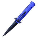 Spring Assist Folding Knife Black Stainless-Steel Blade with Etching/Black Dragon over Blue Handle SKU PF18BL