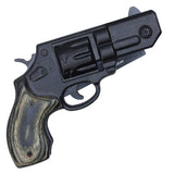 Spring Assist Revolver Gun Knife 8" Black/Wood SKU PF28BK