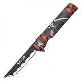 Ichigo Kurosaki Spring Assist Folding Knife Black Stainless-Steel Blade/Black & Red Printed Handle SKU PF72B