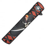 Ichigo Kurosaki Spring Assist Folding Knife Black Stainless-Steel Blade/Black & Red Printed Handle SKU PF72B