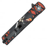 Ichigo Kurosaki Spring Assist Folding Knife Black Stainless-Steel Blade/Black & Red Printed Handle SKU PF72B