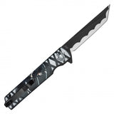Rukia Kuchiki Spring Assist Folding Knife Black Stainless-Steel Blade/Black & Gray Printed Handle SKU PF72D