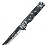 Rukia Kuchiki Spring Assist Folding Knife Black Stainless-Steel Blade/Black & Gray Printed Handle SKU PF72D