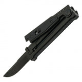 Gravity Knife w/Sheath and Safety Lock Black 5CR15 Steel Blade/Black Aluminum Handle SKU PF89BK2