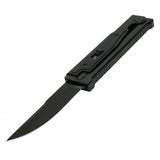 Gravity Knife w/Sheath and Safety Lock Black 5CR15 Steel Blade/Black Aluminum Handle SKU PF89BK2