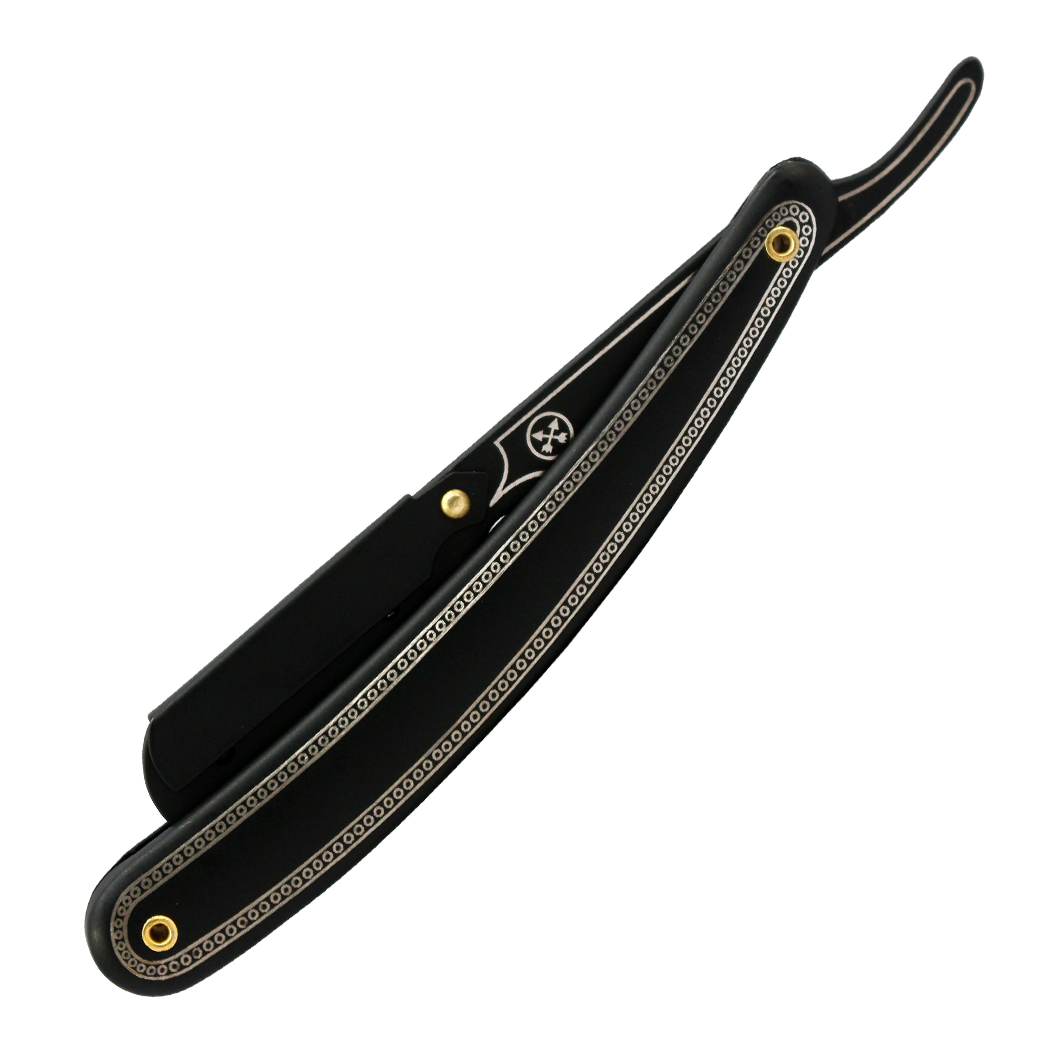 Professional Salon Straight Razor Black w/Etching comes with 10 Double ...