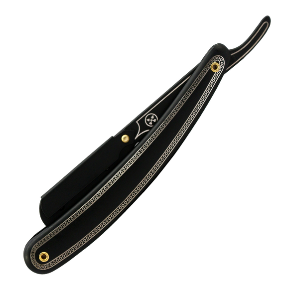 Professional Salon Straight Razor Black w/Etching comes with 10 Double Edge Razor Blades SKU 12308