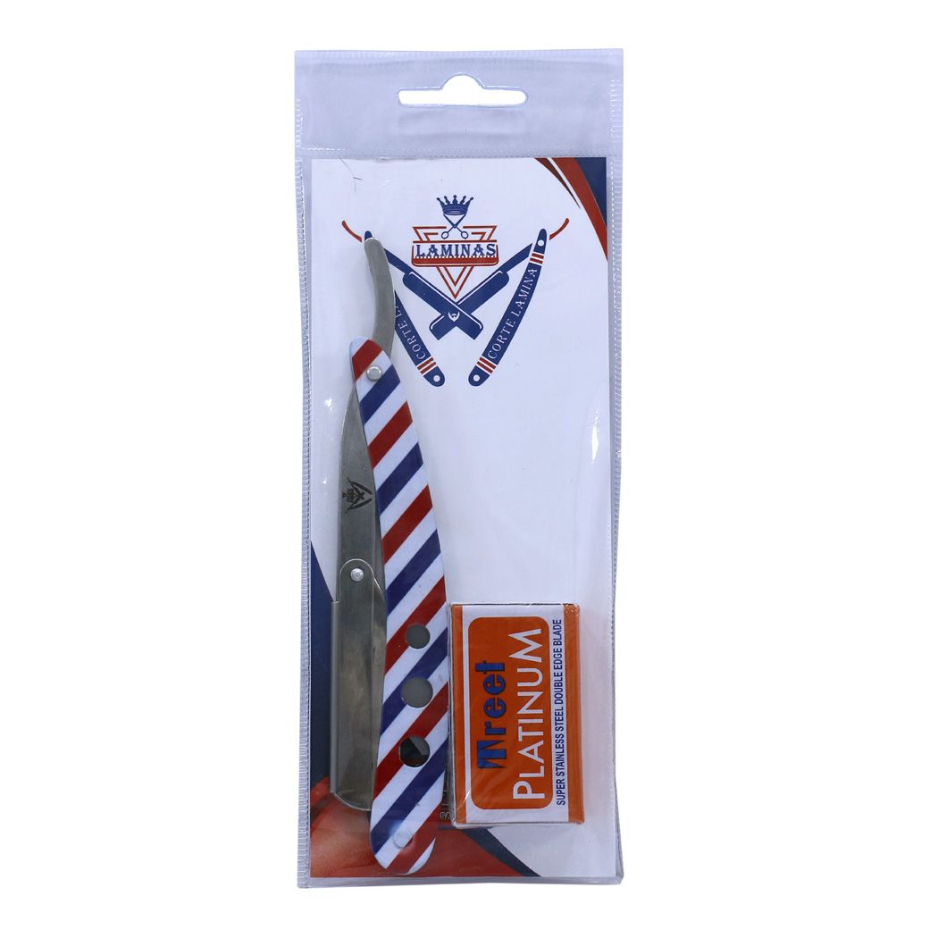 Professional Salon Straight Razor Red,White,Blue comes with 10 Double ...