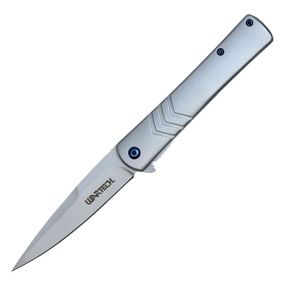Wartech Assisted Open Pocketknife 3CR13 Stainless/Stainless Chrome Handle SKU PWT378CH