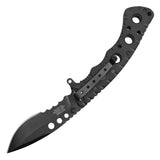 Wartech Folding Knife Half Serr. Black 3CR13 Steel Blade/Black ABS Handle SKU PWT402BK