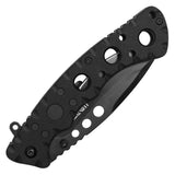 Wartech Folding Knife Half Serr. Black 3CR13 Steel Blade/Black ABS Handle SKU PWT402BK