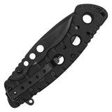 Wartech Folding Knife Half Serr. Black 3CR13 Steel Blade/Black ABS Handle SKU PWT402BK
