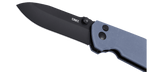 Columbia River Squid XM Button Lock Knife Black Oxide D2 Tool Steel Blade/Gray (Blue) G10 Handle SKU CRKT 2495G