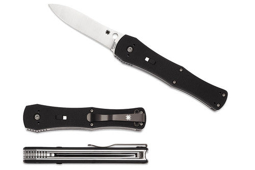 Spyderco Janisong Slide Lock Folding Knife Satin Finish CPM S30V Steel Blade/Black G10 Handle SKU C191GP
