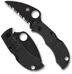 Spyderco ManBug Lock Back Folding Knife Black Serrated VG-10 Steel Blade/Black FRN Handle SKU MBKWSBK